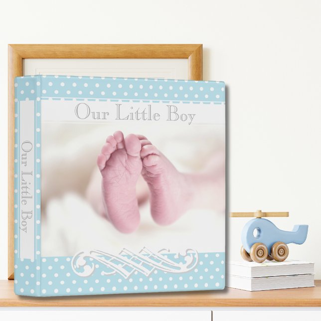 Pastel Blue Polka-Dots Pattern•Babies Feet•Custom• 3 Ring Binder (Creator Uploaded)