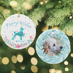 Pastel Blue Poodle - Custom Photo & Name Ceramic Ornament