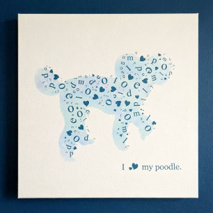 Pastel Blue Poodle Silhouette for Dog Lovers  Faux Canvas Print
