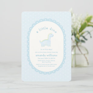 Pastel Blue Prehistoric Dinosaur Boy Baby Shower Invitation