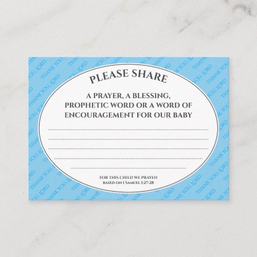 Pastel Blue PROPHETIC PRAYER For Baby Shower Enclosure Card