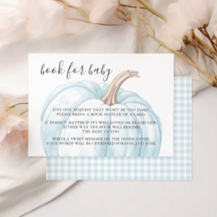 Pastel Blue Pumpkin Book For Baby Boy Shower RSVP Card