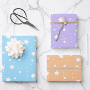Pastel Blue & Purple Christmas Wrapping Paper