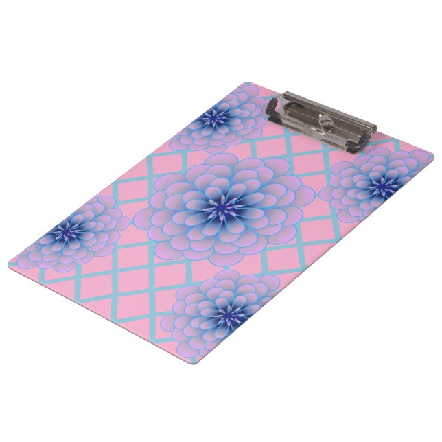 Pastel Blue Purple Floral Pattern Aesthetic Seamle Clipboard (Angled)