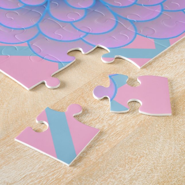 Pastel Blue Purple Floral Pattern Aesthetic Seamle Jigsaw Puzzle (Side)