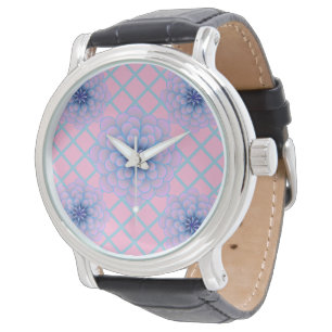 Pastel Blue Purple Floral Pattern Aesthetic Seamle Watch