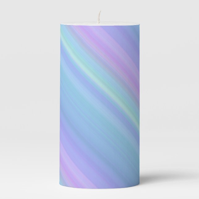 Pastel Blue Purple Green Pillar Candle (Front)