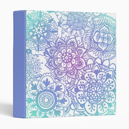 Pastel Blue Purple Mandala Pattern 3 Ring Binder