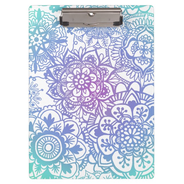 Pastel Blue Purple Mandala Pattern Clipboard (Front)
