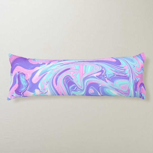 Pastel Blue & Purple Marble Liquid Texture Body Pillow (Front)