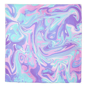 Pastel Blue & Purple Marble Liquid Texture Duvet Cover