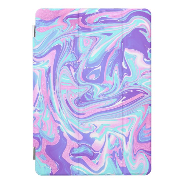 Pastel Blue & Purple Marble Liquid Texture iPad Pro Cover (Front)
