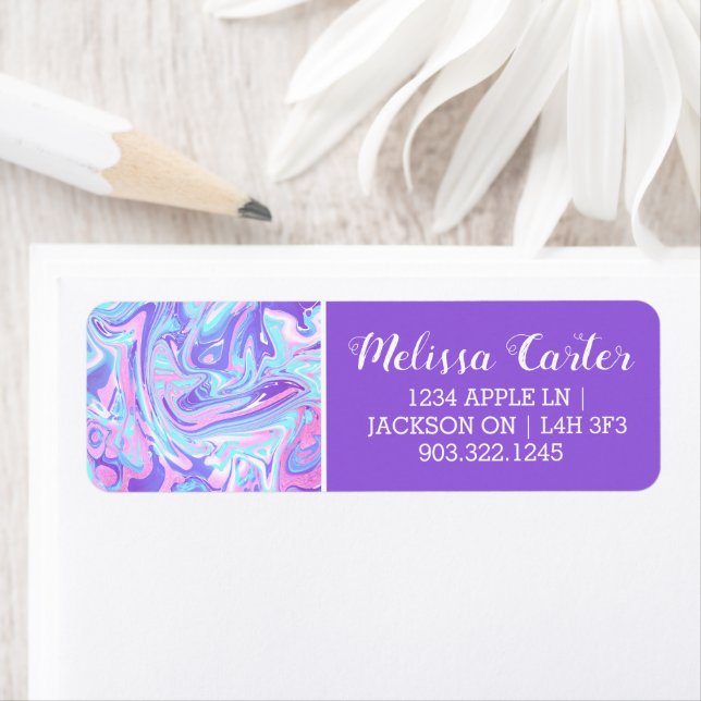 Pastel Blue & Purple Marble Liquid Texture Label (Insitu)
