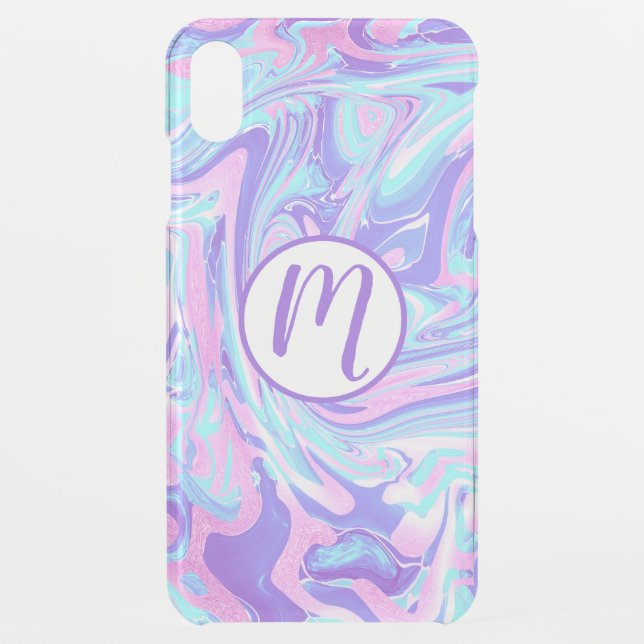 Pastel Blue & Purple Marble Liquid Texture Uncommon iPhone Case (Back)