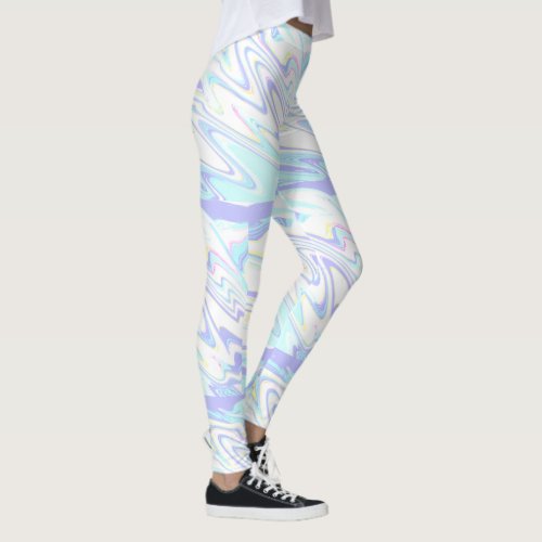 Pastel Blue Purple Yellow Holographic Impression Leggings