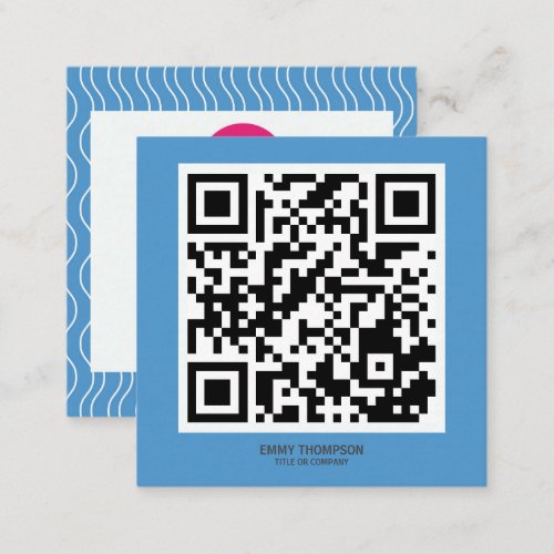 Pastel Blue QR Scan Company Square Business Card