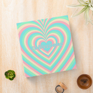 Pastel Blue Rainbow Hypnotic Heart Love Pattern 3 Ring Binder