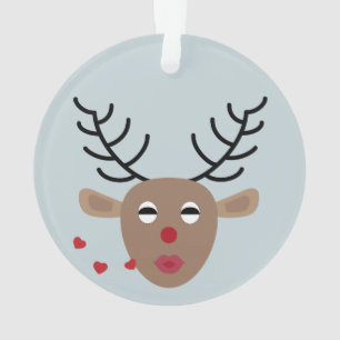 Pastel Blue Reindeer Love Joy Festive Christmas Ornament