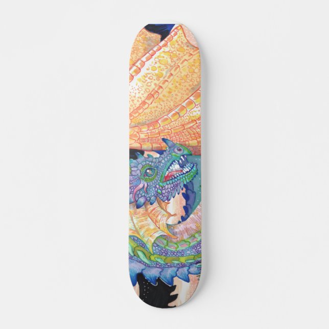 Pastel Blue Rose Dragon Skateboard (Front)