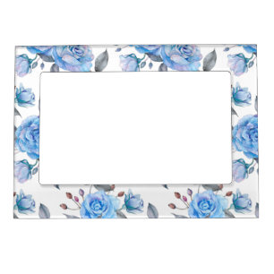 Pastel blue rose pattern magnetic frame