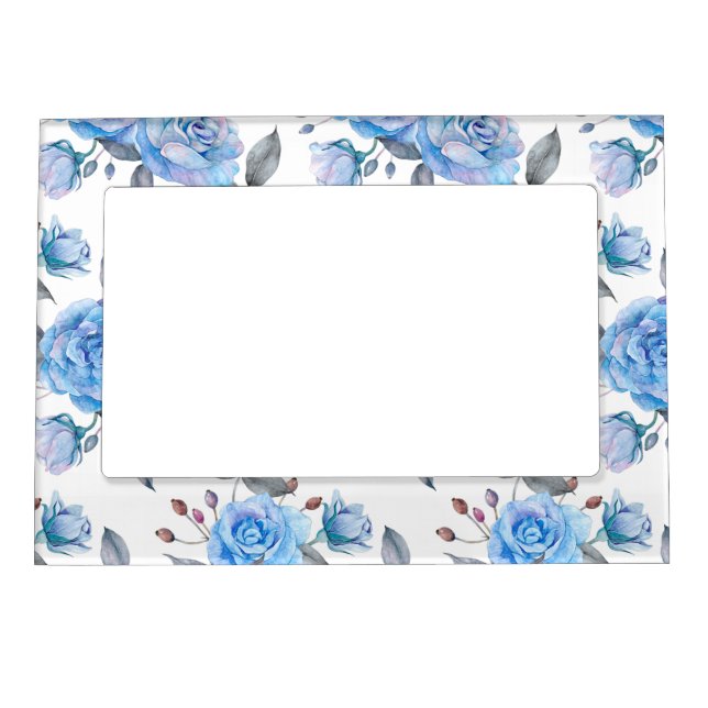 Pastel blue rose pattern magnetic frame (Front)