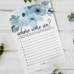 Pastel Blue Roses Floral Game Where Were We Flyer<br><div class="desc">Where Were We bridal shower game.  Pastel blue watercolor floral collection of hand-painted wild roses.  Matching items to complete your event collection are available in our Zazzle store!</div>