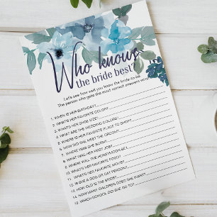 Pastel Blue Roses Wedding Game Who Knows The Bride Flyer