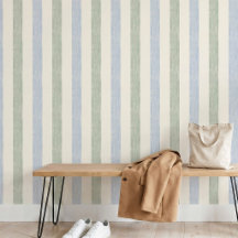 Pastel Blue Sage Green Stripe Boho Farmhouse