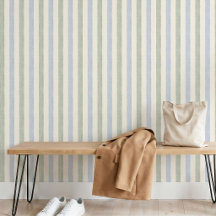 Pastel Blue Sage Green Stripe Boho Farmhouse