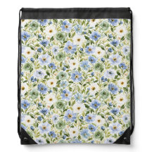 Pastel Blue & Sage Green Watercolor Floral