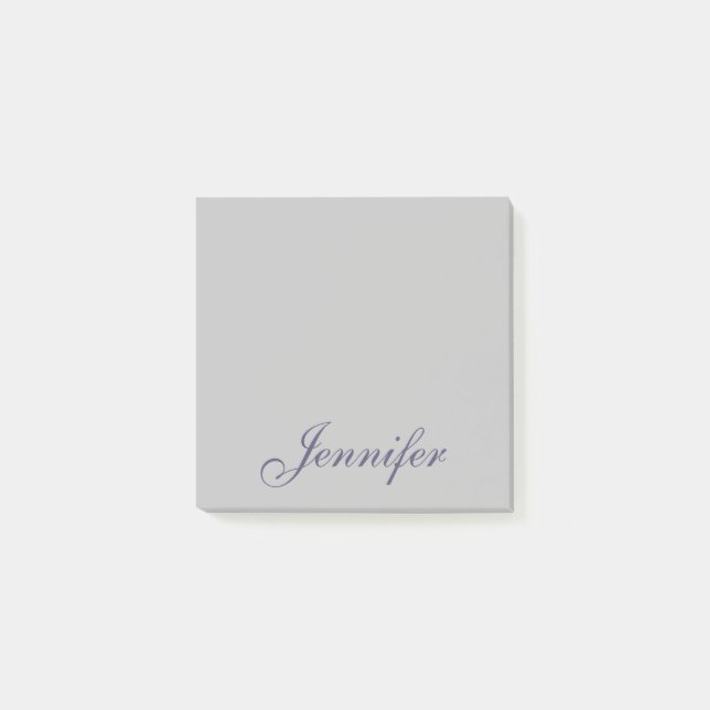 Pastel Blue Script Monogram Name Post-it Notes (Front)