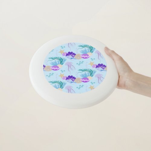 Pastel Blue Sea Snail Shell Seashells Starfish Wham_O Frisbee