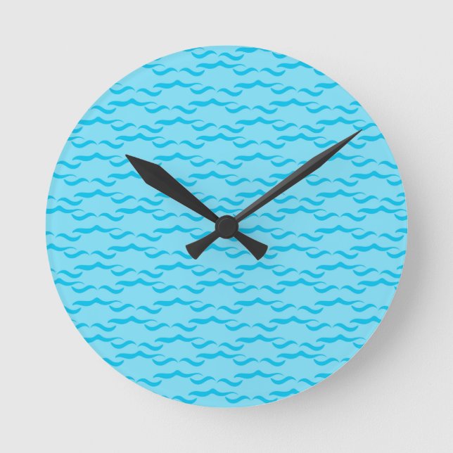 Pastel Blue Sea Water Waves Peaceful Ocean Round Clock (Front)