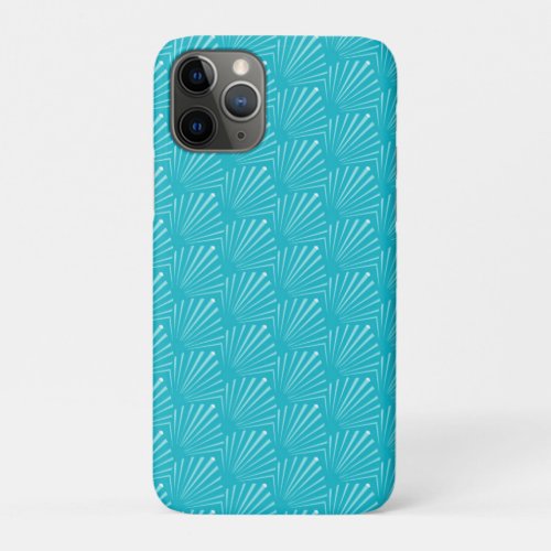 Pastel Blue Seashell Silhouette Diagonal Lines Art iPhone 11 Pro Case