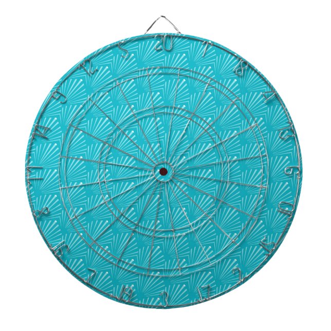 Pastel Blue Seashell Silhouette Diagonal Lines Art Dart Board (Front)