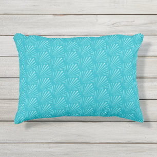 Pastel Blue Seashell Silhouette Diagonal Lines Art Outdoor Pillow
