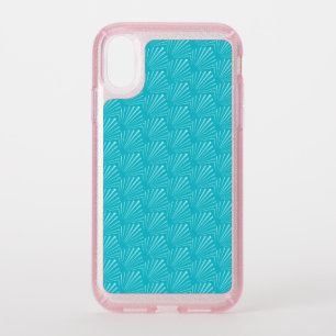 Pastel Blue Seashell Silhouette Diagonal Lines Art Speck iPhone XR Case