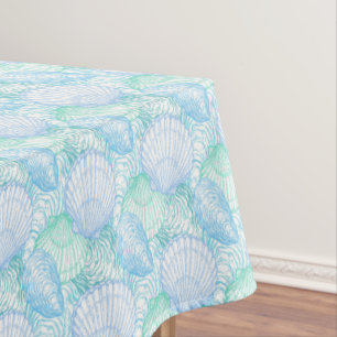 Pastel Blue Seashells Tablecloth