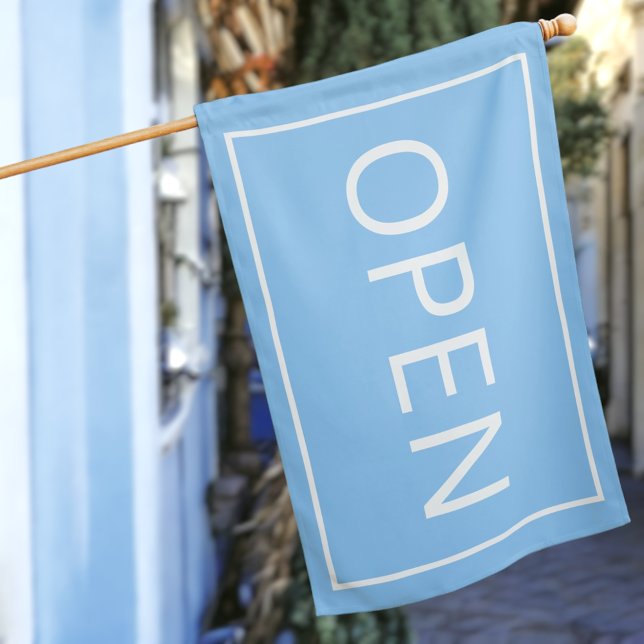 Pastel Blue Small Business Open Sign Outdoor Flag (Creator Uploaded)