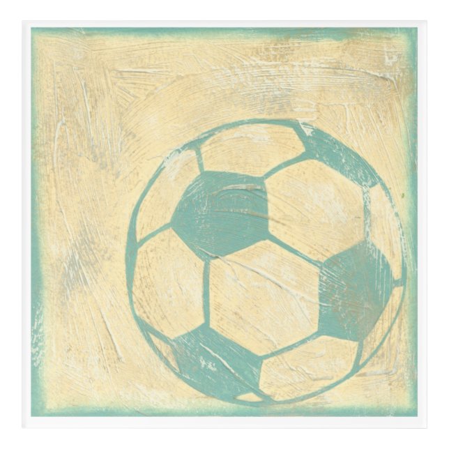 Pastel Blue Soccer Ball by Chariklia Zarris Acrylic Print (Front)