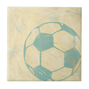 Pastel Blue Soccer Ball by Chariklia Zarris Ceramic Tile