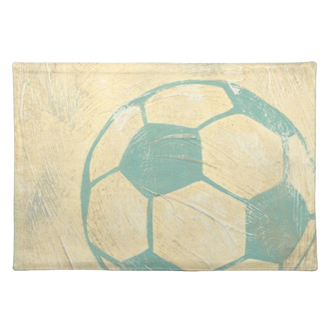 Pastel Blue Soccer Ball by Chariklia Zarris Cloth Placemat (Front)