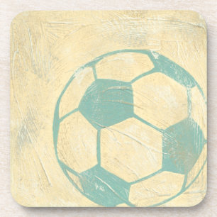 Pastel Blue Soccer Ball by Chariklia Zarris Coaster