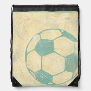 Pastel Blue Soccer Ball by Chariklia Zarris Drawstring Bag