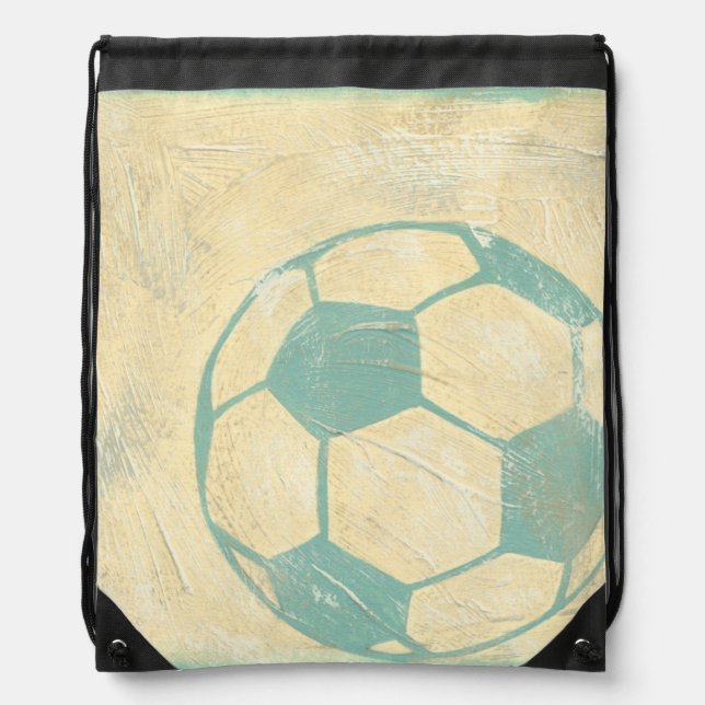 Pastel Blue Soccer Ball by Chariklia Zarris Drawstring Bag (Front)