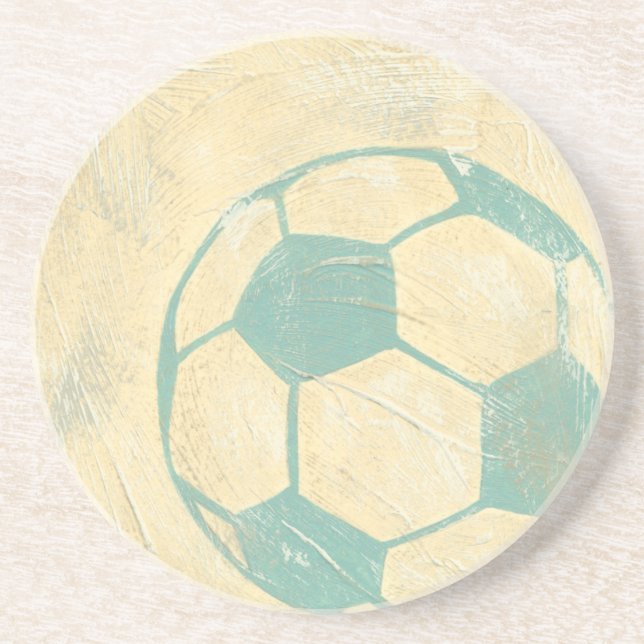 Pastel Blue Soccer Ball by Chariklia Zarris Drink Coaster (Front)