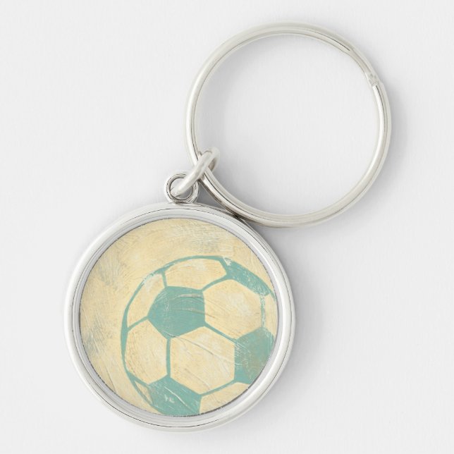 Pastel Blue Soccer Ball by Chariklia Zarris Keychain (Front)