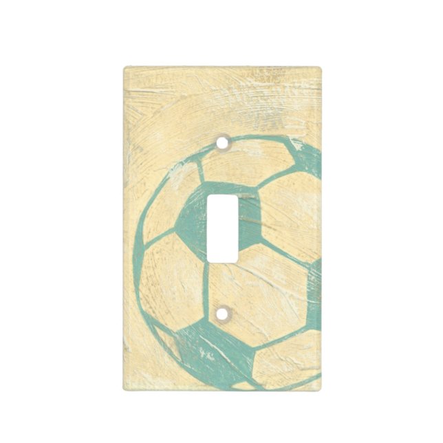 Pastel Blue Soccer Ball by Chariklia Zarris Light Switch Cover (Front)