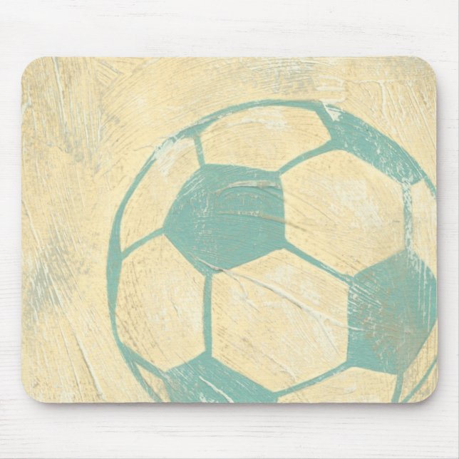 Pastel Blue Soccer Ball by Chariklia Zarris Mouse Pad (Front)