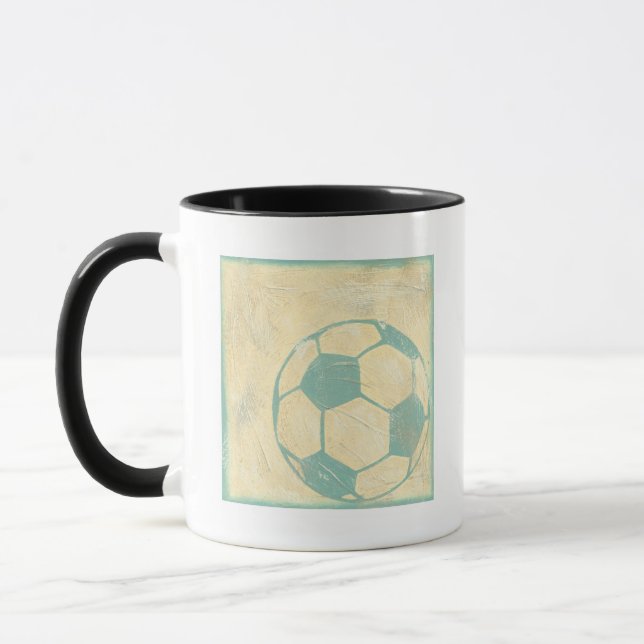 Pastel Blue Soccer Ball by Chariklia Zarris Mug (Left)